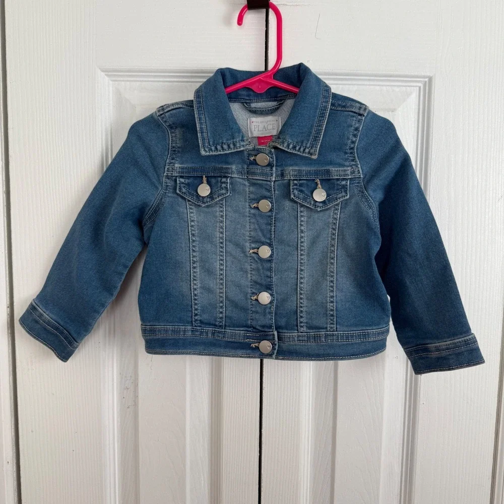 The Children's Place Denim Jacket Toddler‎ Girls 18-24 Months Heart Button